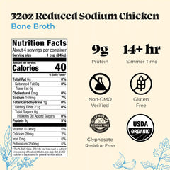 4 Pack: Reduced Sodium Chicken Bone Broth - 32oz