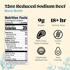 4 Pack: Reduced Sodium Beef Bone Broth - 32oz