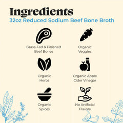 4 Pack: Reduced Sodium Beef Bone Broth - 32oz